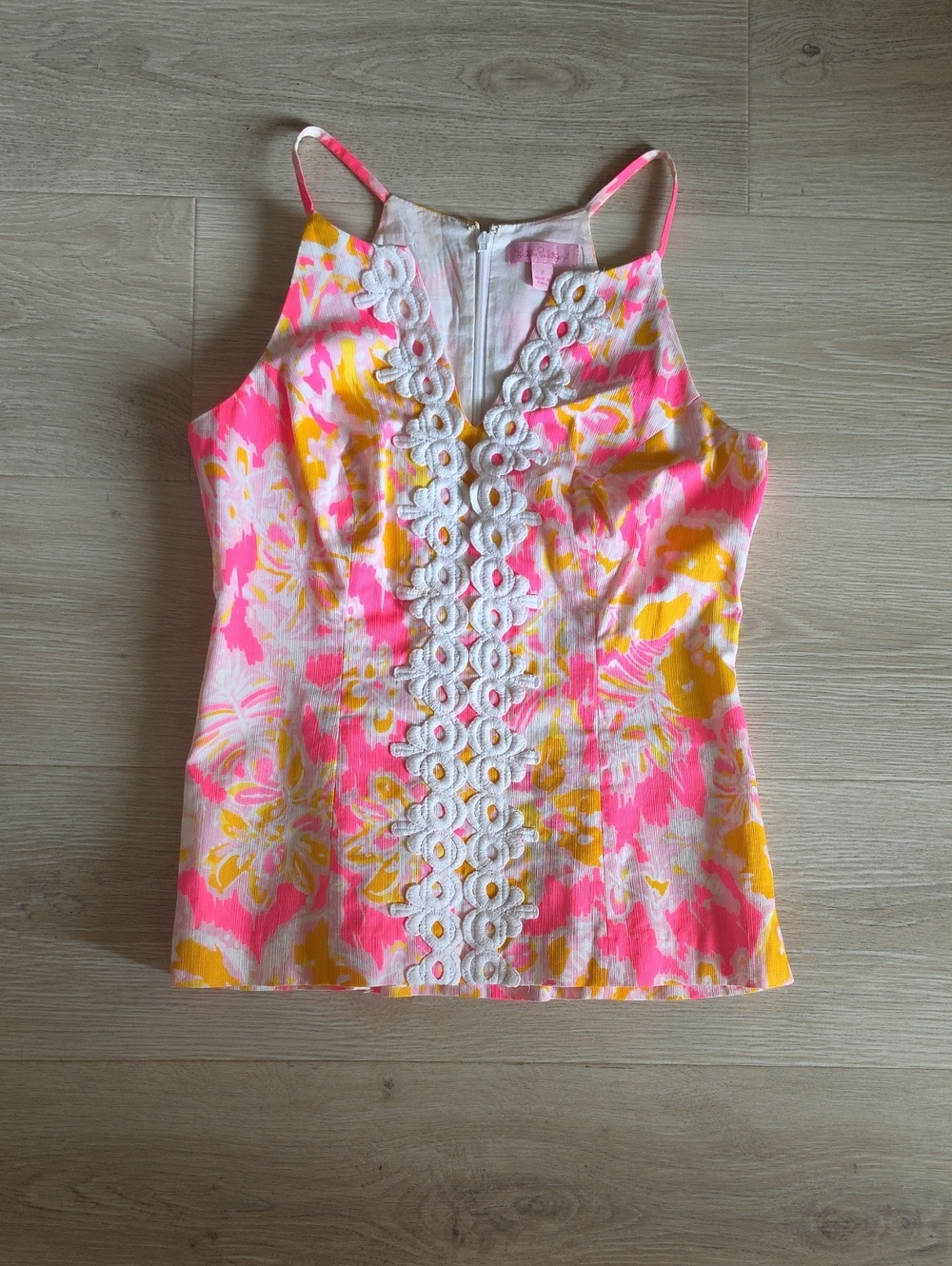 Lilly Pulitzer Pink & Yellow Floral Lace-Front Cami